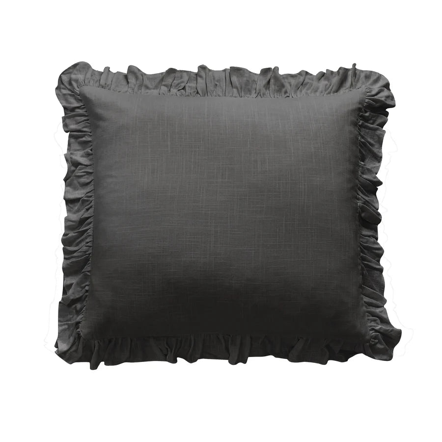 Lily Washed Linen Ruffled Euro Sham