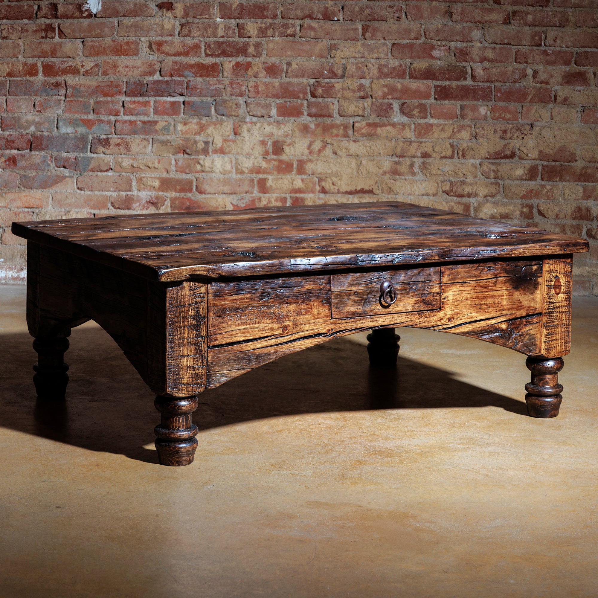 Handcrafted Western coffee table made from aged reclaimed wood