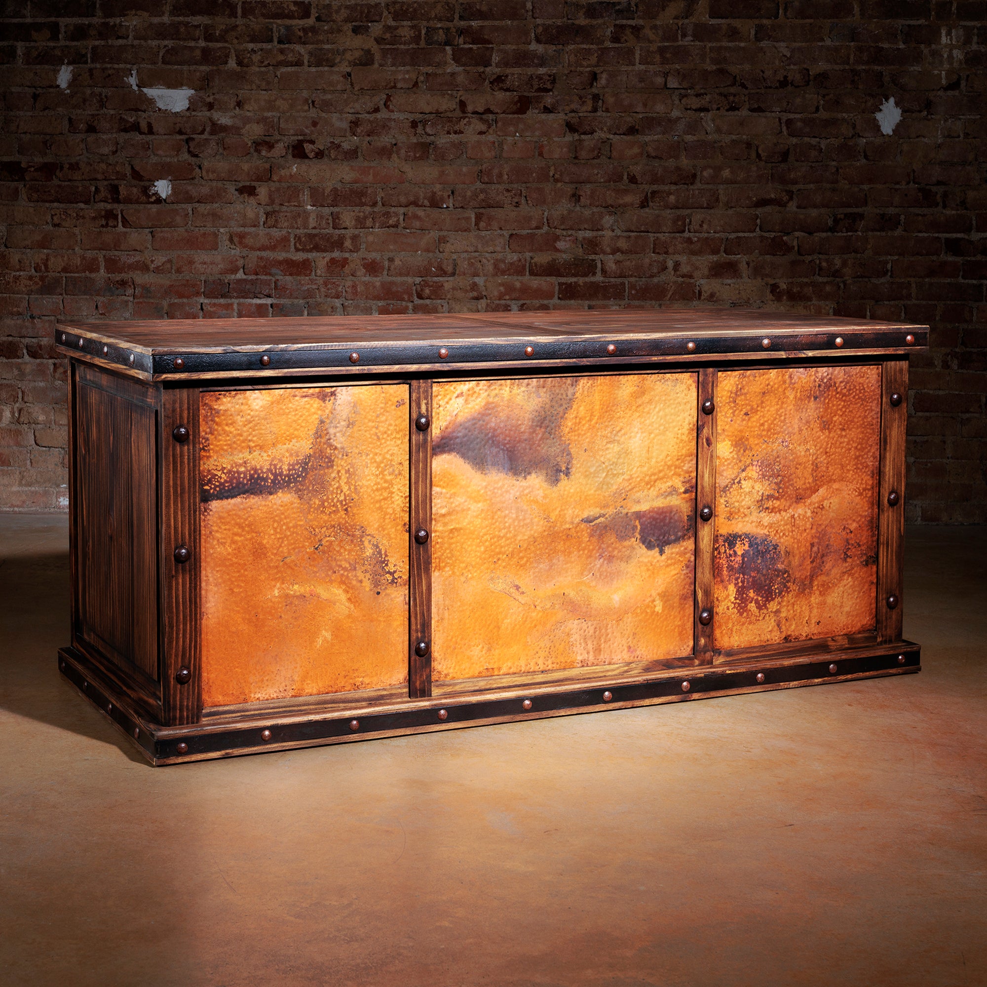 rustic hammered copper executive office desk