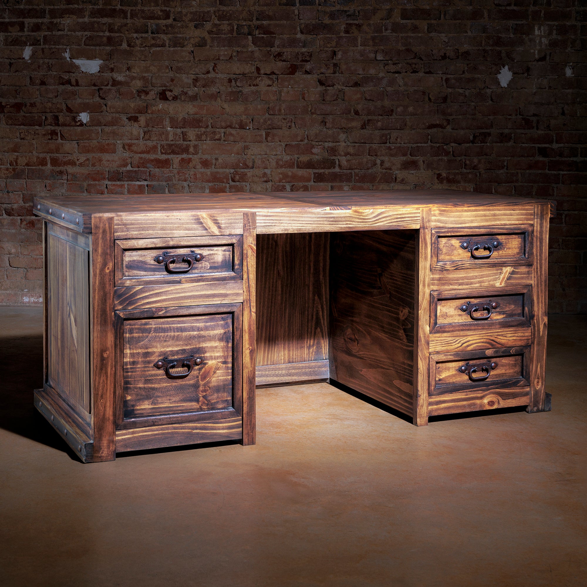 rustic hammered copper executive office desk