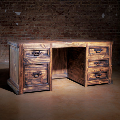 rustic hammered copper executive office desk