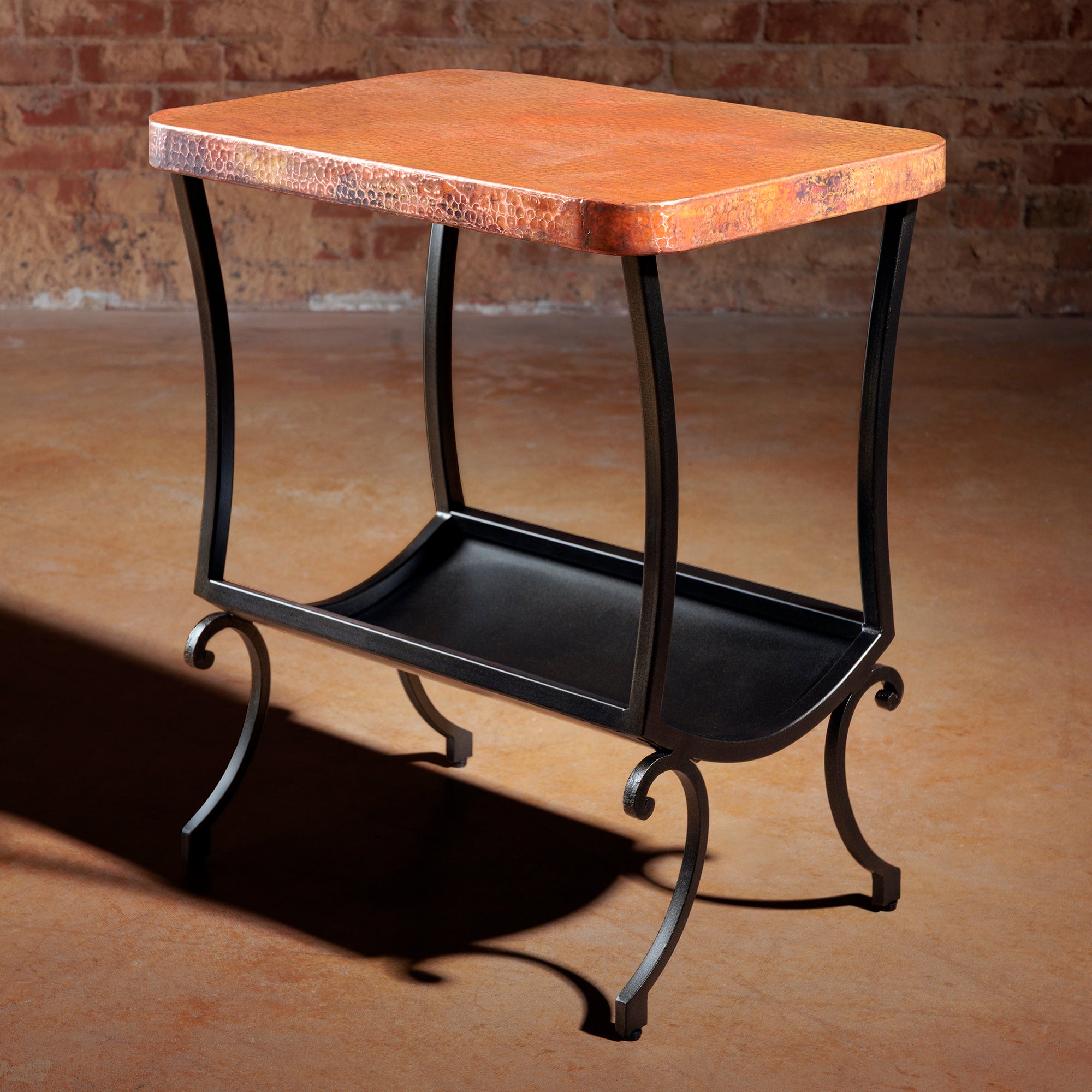 hammered copper accent table