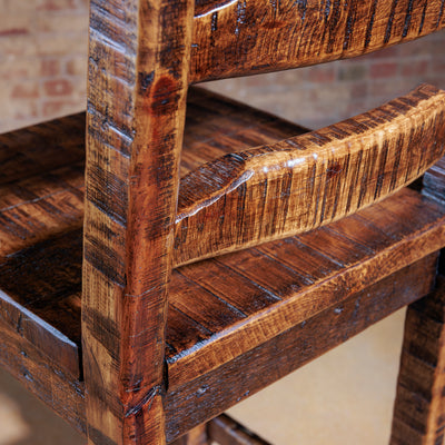 Close-up of weathered wood grain and joinery details
