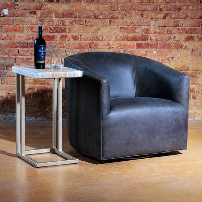 steel gray transitional swivel chair