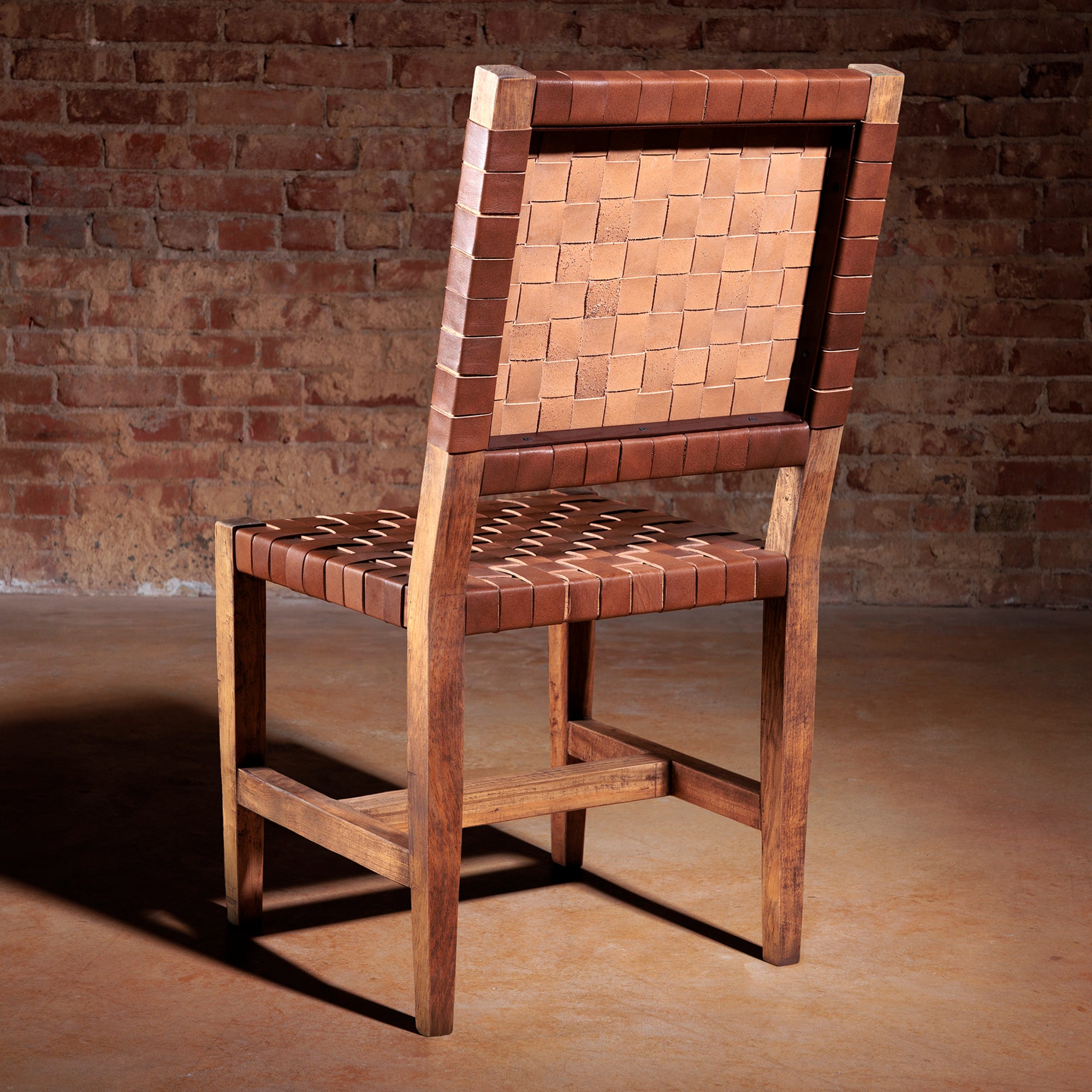 Rustic Woven Leather Dining Chair