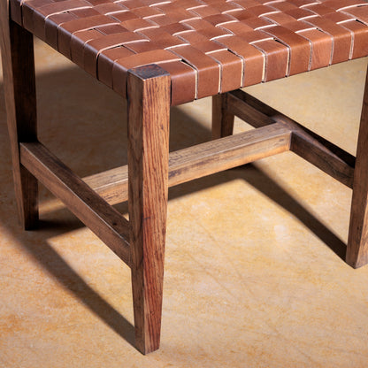 Rustic Woven Leather Dining Chair