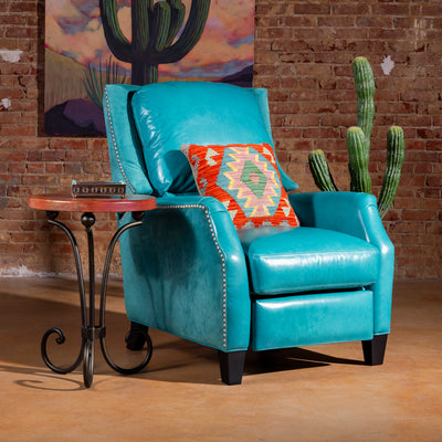 Sedona Sky Recliner styled in Western living room with cactus décor