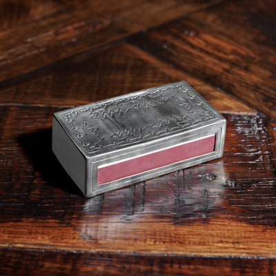 Silver matchbox holder by J. Alexander with stamped detail