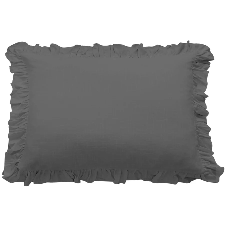 Lily Washed Linen Ruffled Dutch Euro Pillow