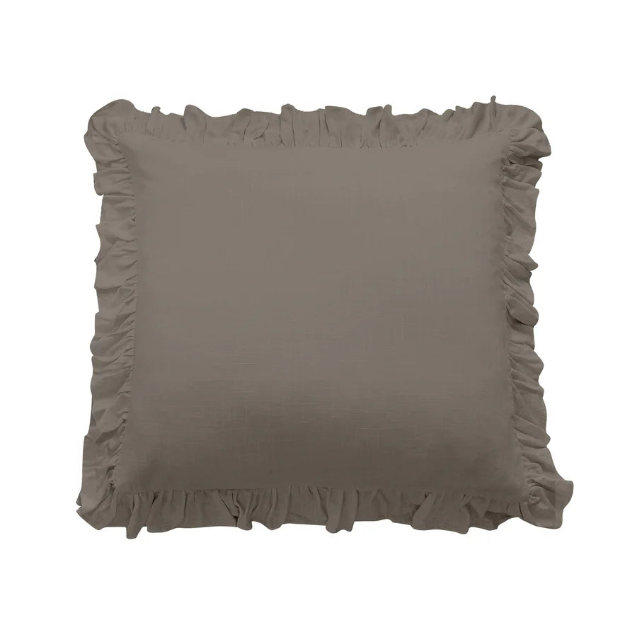 Lily Washed Linen Ruffled Euro Sham