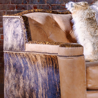 upscale western hair on hide leather sofa