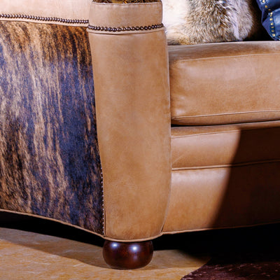 upscale western hair on hide leather sofa