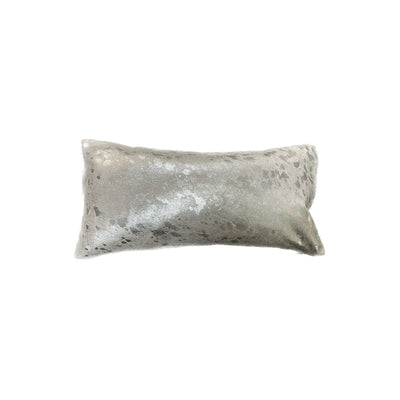 Silver on Ivory Acid Wash Cowhide Pillow