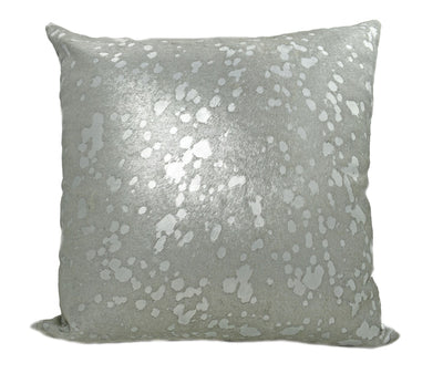 Silver on Ivory Acid Wash Cowhide Pillow