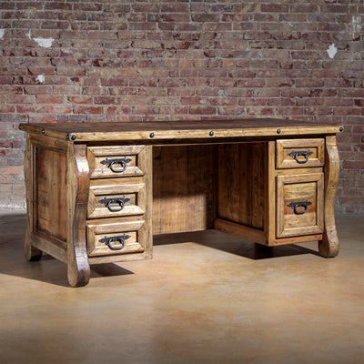 Back view of The Telluride Executive Desk, finished on all sides for open room placement