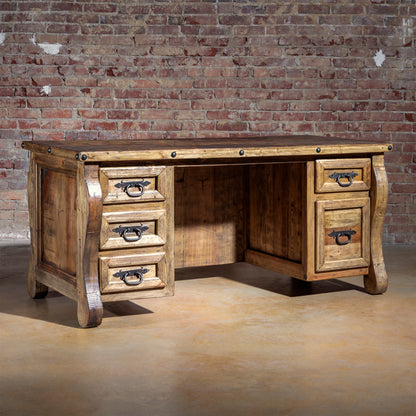Back view of The Telluride Executive Desk, finished on all sides for open room placement