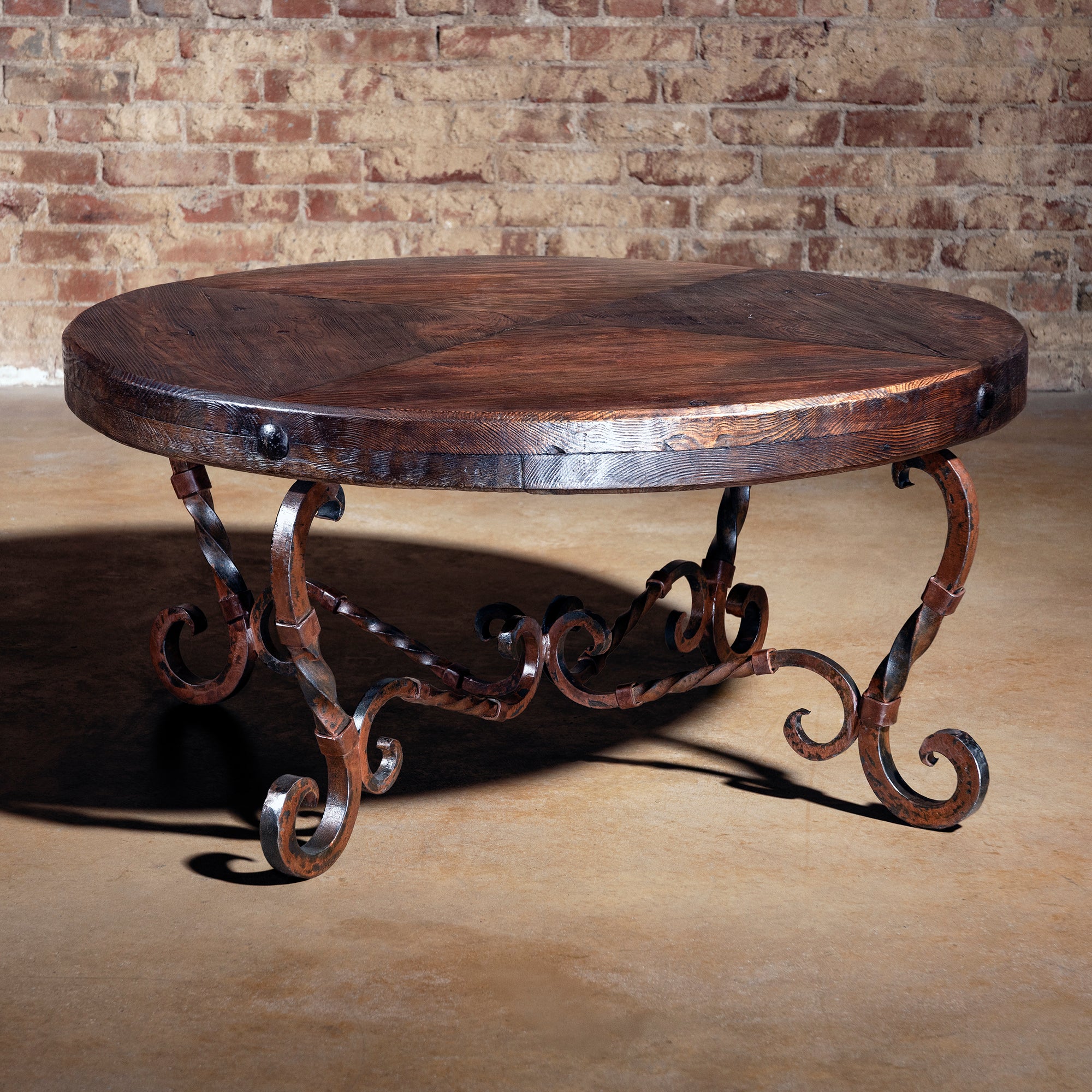 ローテーブル wood iron table the-chaparral-round-reclaimed-