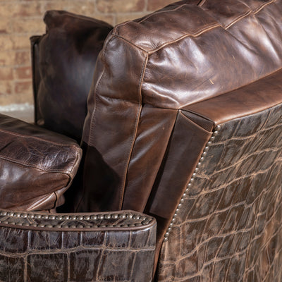 Top-grain leather seat and cushion detail on Western recliner – Into The West