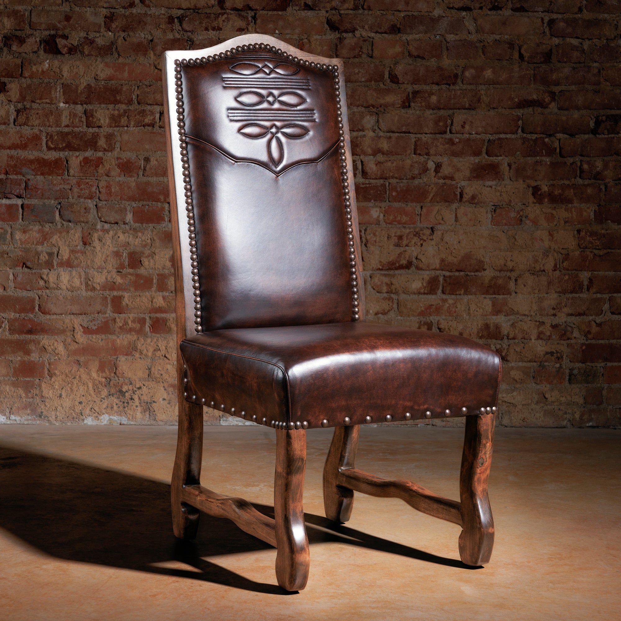 upscale western leather dining chair