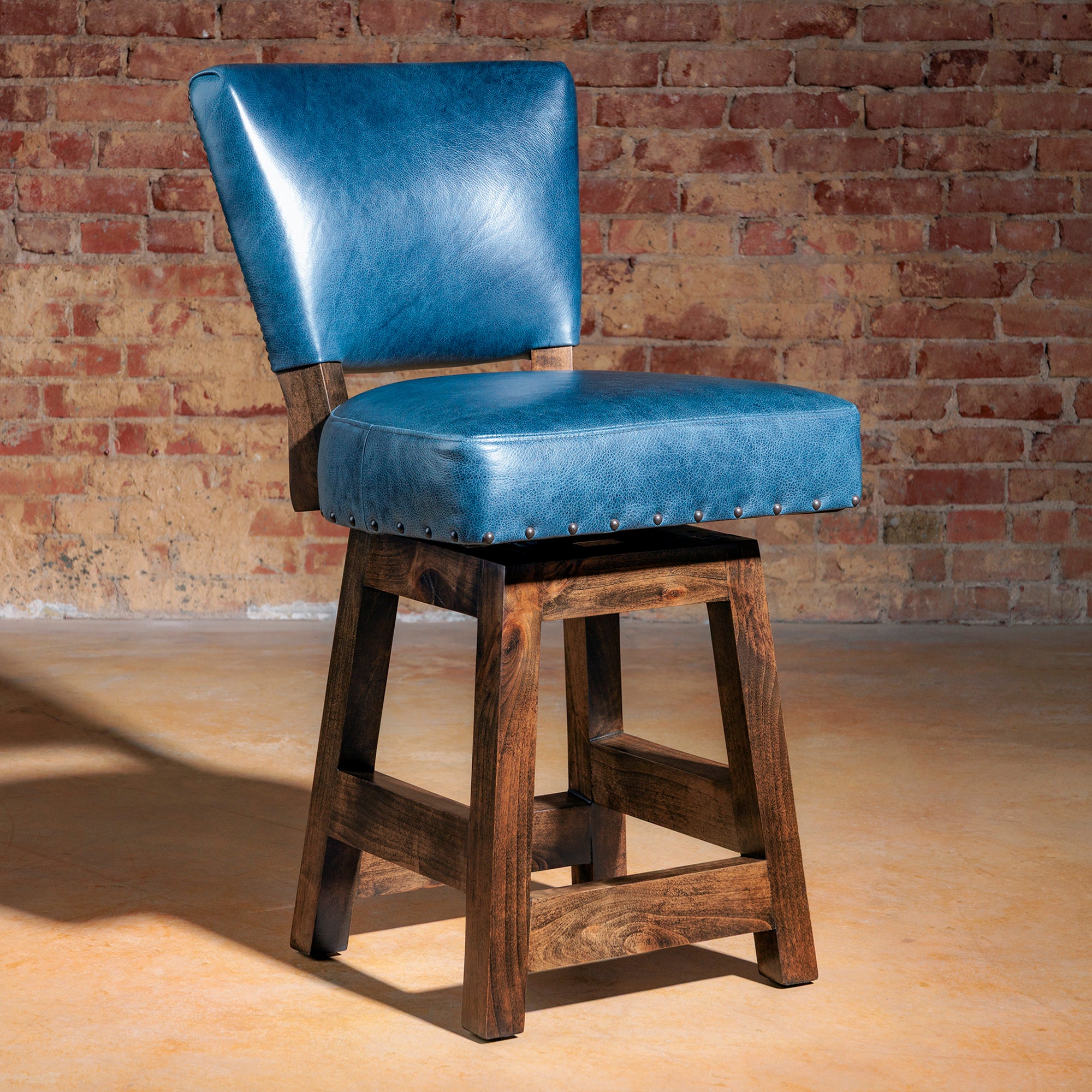 western armless leather boot stitch bar stool
