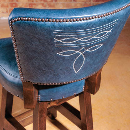 western armless leather boot stitch bar stool