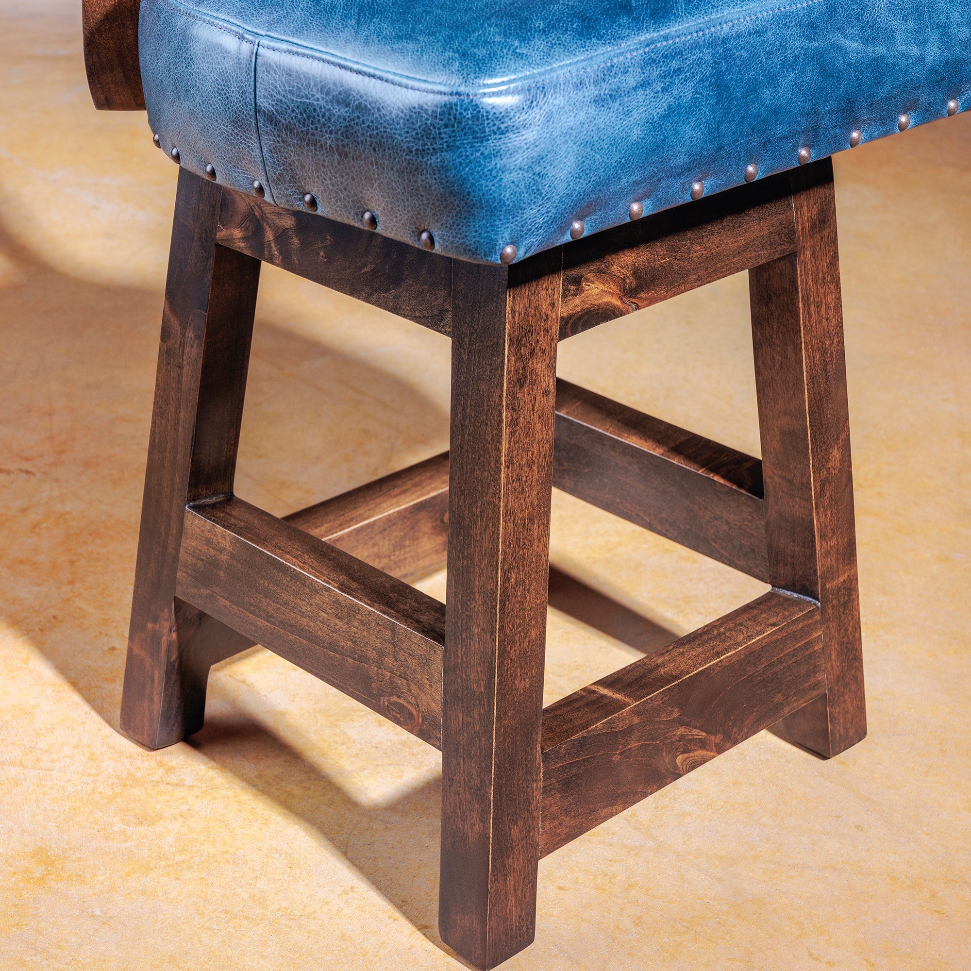 western armless leather boot stitch bar stool