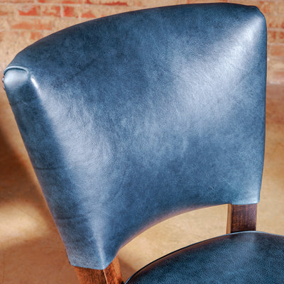 Close-up of contoured leather backrest