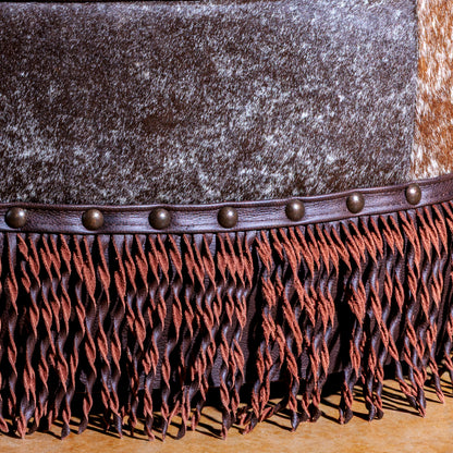 Montana Ranch Round Leather & Cowhide Ottoman