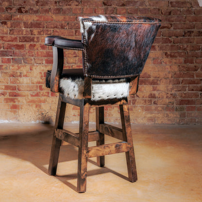 Western Luxury Cowhide Leather Bar Stool
