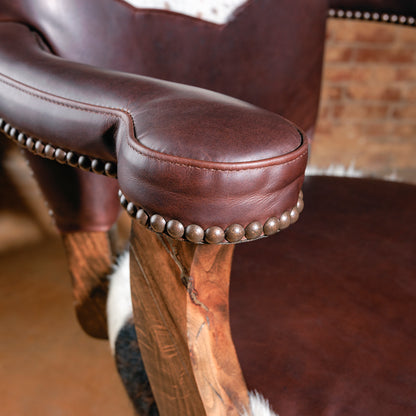 Western Luxury Cowhide Leather Bar Stool