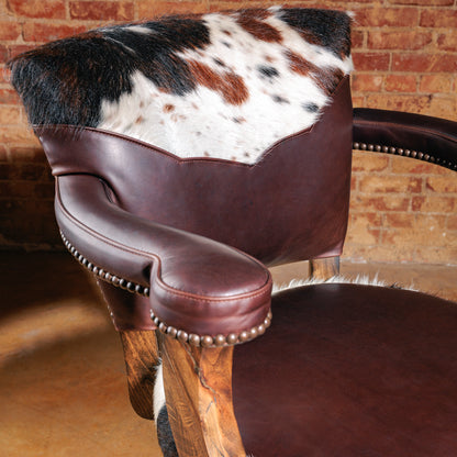 Western Luxury Cowhide Leather Bar Stool