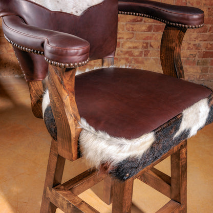 Western Luxury Cowhide Leather Bar Stool