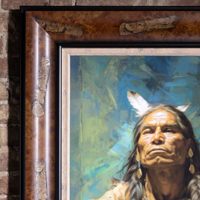 western oil painting portrait of indian by artist jm west