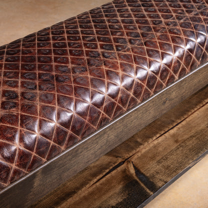 Mesa Royale Bench leather and wood craftsmanship detail