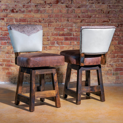 armless western leather bar stool
