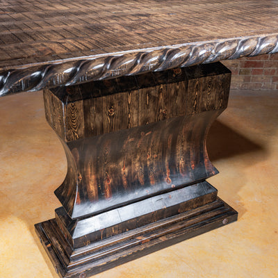 Side view of Western pub table pedestal and molding