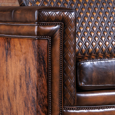 high-end western quilted leather and cowhide sofa