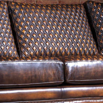 high-end western quilted leather and cowhide sofa