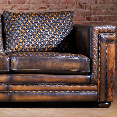 high-end western quilted leather and cowhide sofa
