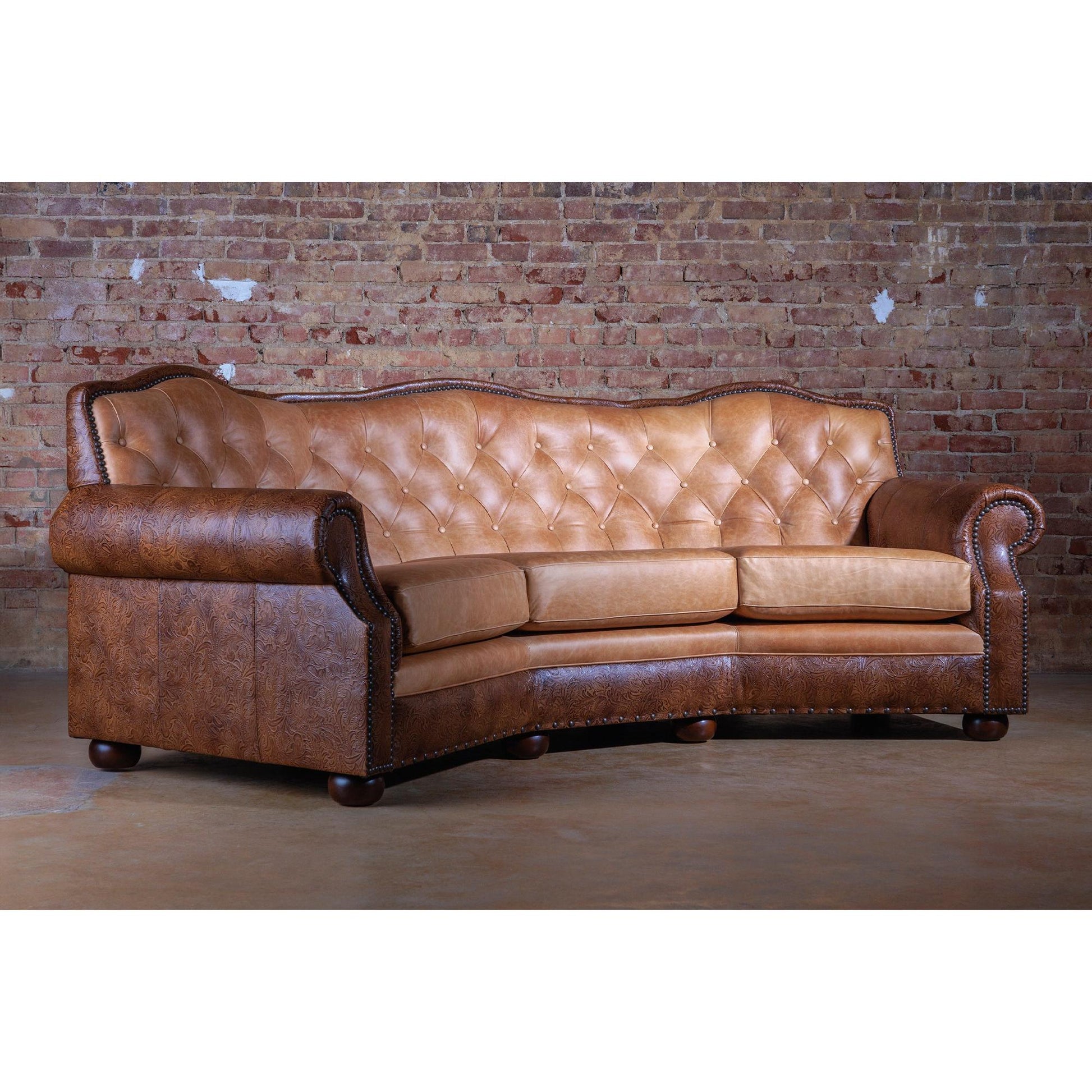 western-tooled-leather-conversational-sofa