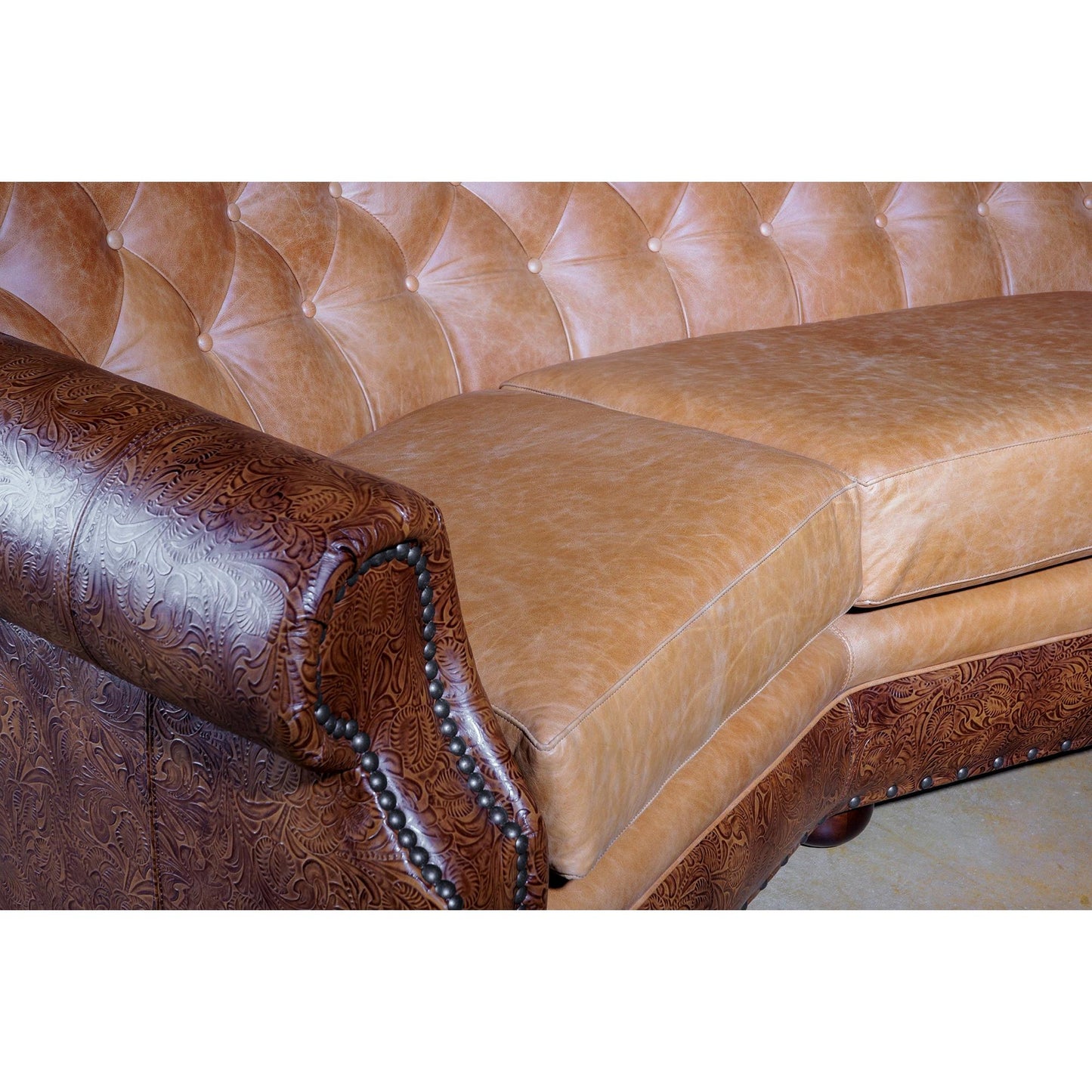 western-tooled-leather-conversational-sofa