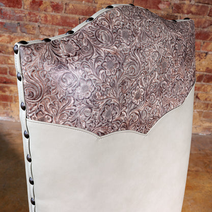 western tooled leather yoke dining chair
