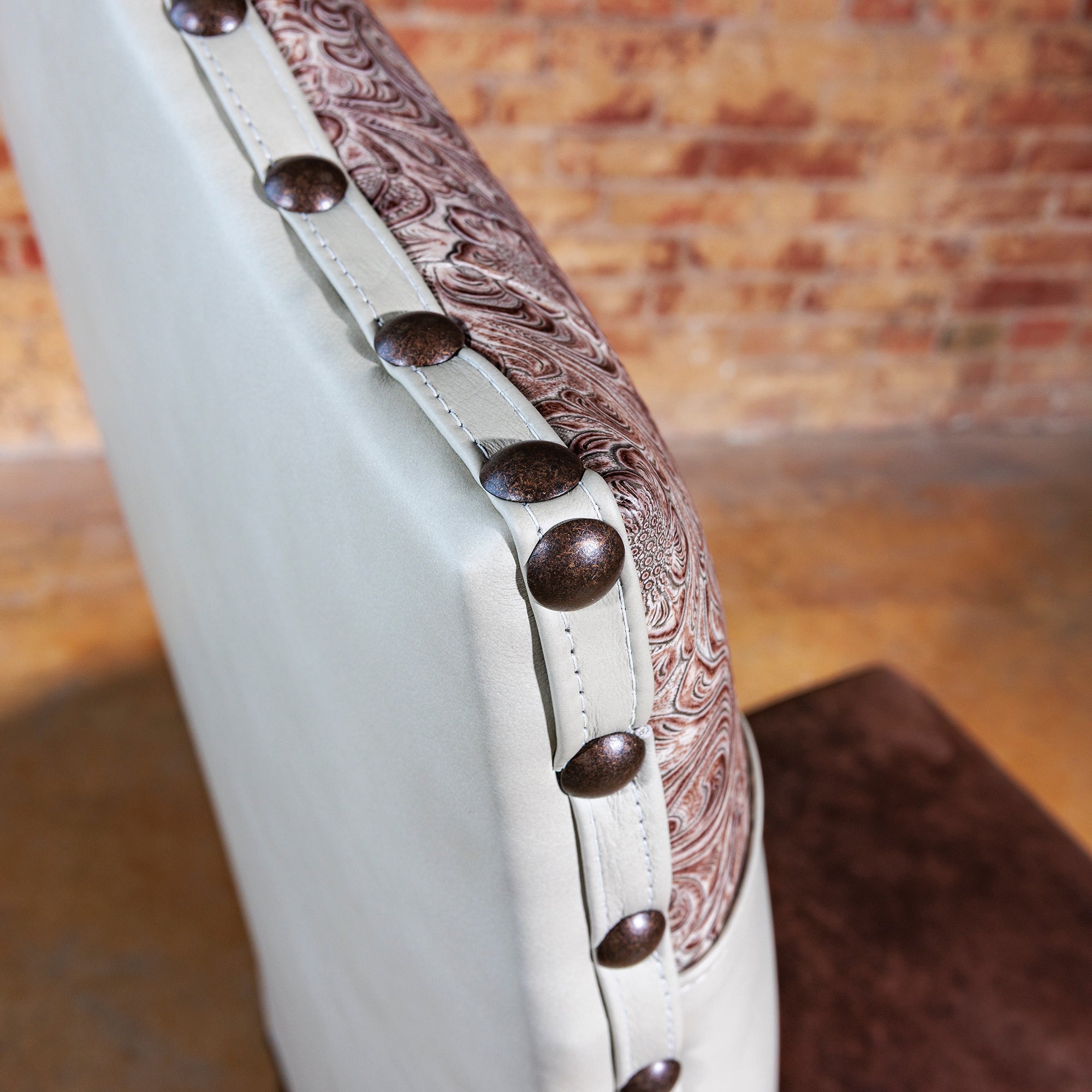 western tooled leather yoke dining chair