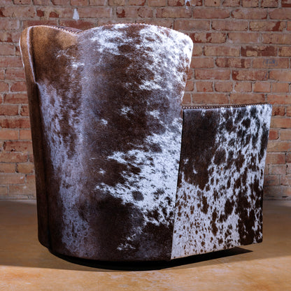 western wingback cowhide swivel chair
