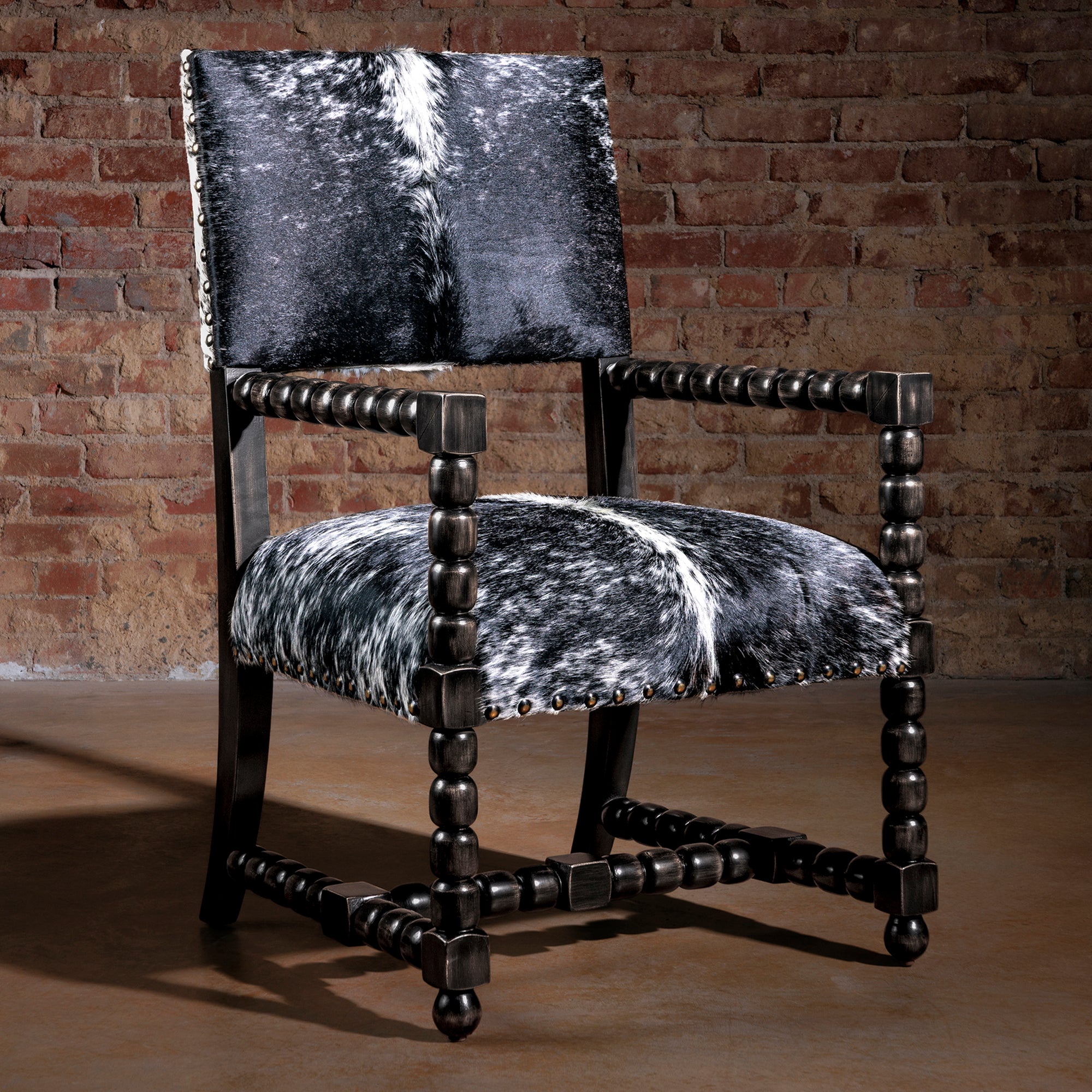 western black and white cowhide accent chair